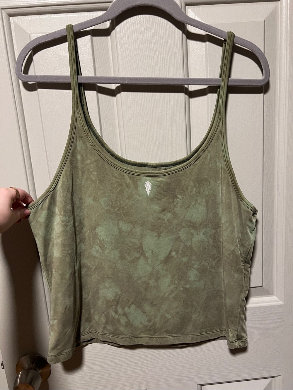 Relaxed Olive Tie-Dye Scoop Neck Tank Top